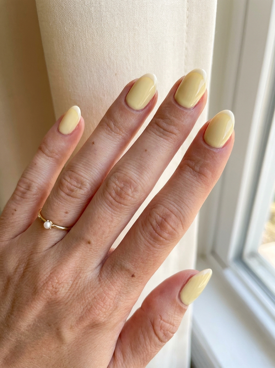 Soft Lemon Cream Nails als Nägel Inspiration Sommer Schlicht Inspiration 2026